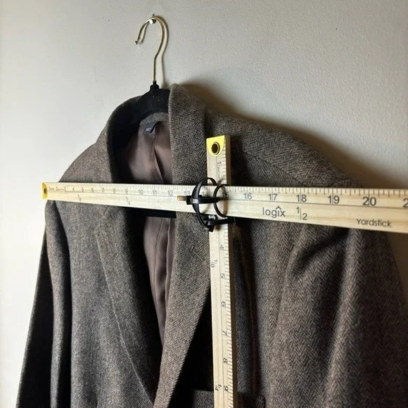Mens‎ J Crew 44L Wool Blend Herringbone Blazer Sport Jacket Brown Two Button